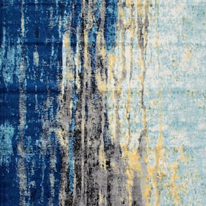 Katharina Modern Abstract Blue 10 ft. Square Rug