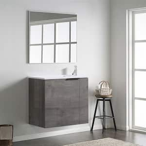 22-1/16 in. W x 13 in. D x 19-11/16 in. H Bath Vanity in Plaid Grey Oak with White Ceramics Top