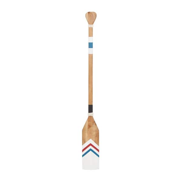 7 in. x 58 in. Wood White Novelty Canoe Oar Paddle Wall Decor with Arrow and Stripe Patterns