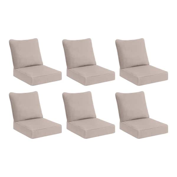 Hampton Bay 46 in. W x 24 in. D Mid Back Universal Outdoor Cushion in Putty Beige (Set of 6)