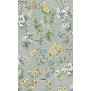 Blue Floral Trail Tropical Printed Non-Woven Paper Non Pasted Textured Wallpaper 57 Sq. Ft.
