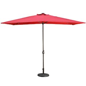 10 ft. Aluminum Rectanglar Market LED Patio Umbrella in Red
