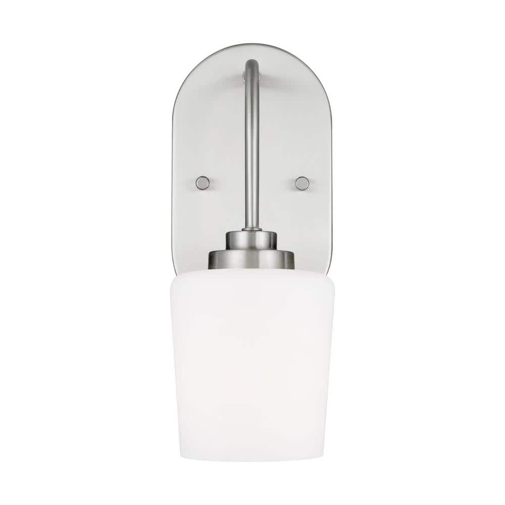 Brushed Nickel Outdoor Dimmable Wall Sconce with Etched Glass