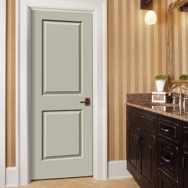 30 in. x 80 in. Carrara 2 Panel Left-Hand Solid Core Desert Sand Painted Molded Composite Single Prehung Interior Door