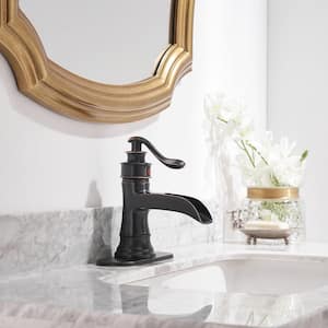 Single Handle Single Hole Sleek Stylish Bathroom Faucet in Oil Rubbed Bronze (Valve Included)