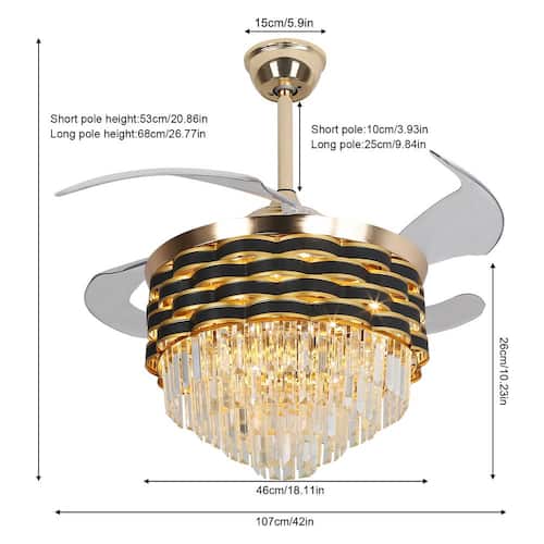 42 in. Indoor Gold Modern Luxury 6-Speed Ceiling Fan with Adjustable White Integrated LED, Reversible Motor and Remote Lighting