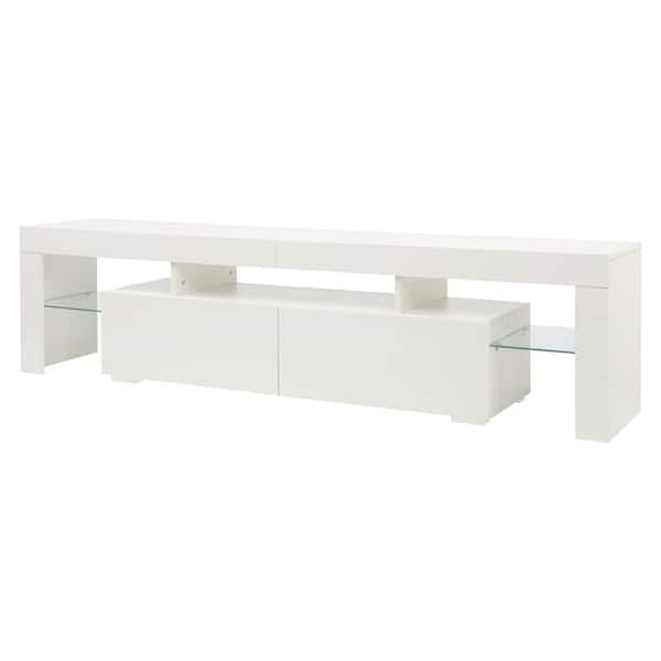 Karl home 70.8 in. White TV Stand with LED light Fits TV's up to 80 in.
