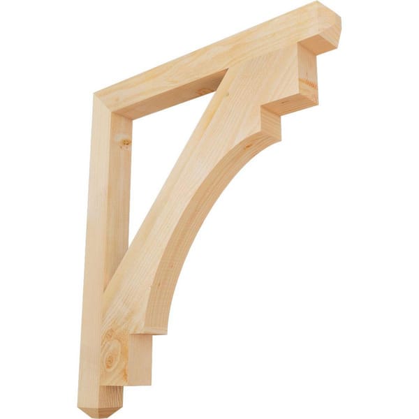 Ekena Millwork 4 in. x 44 in. x 38 in. Douglas Fir Merced Craftsman Rough Sawn Bracket