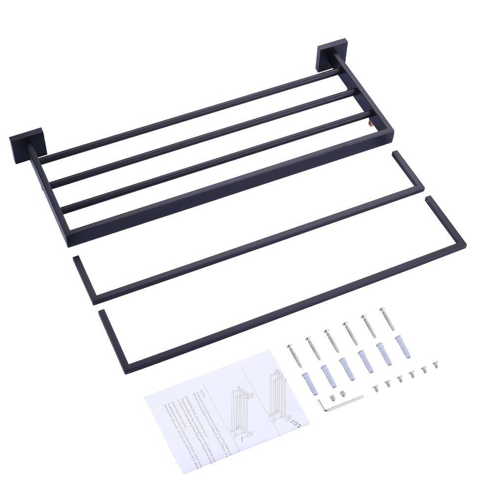 Matte Black Stainless Steel Double Towel Rack, 24-inch