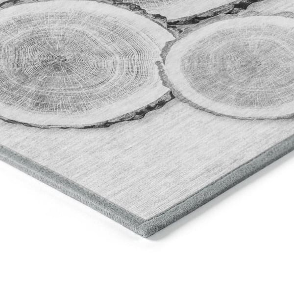 Gray and Black 5 ft. x 8 ft. Woven Geometric Rectangle Indoor/Outdoor Area Rug