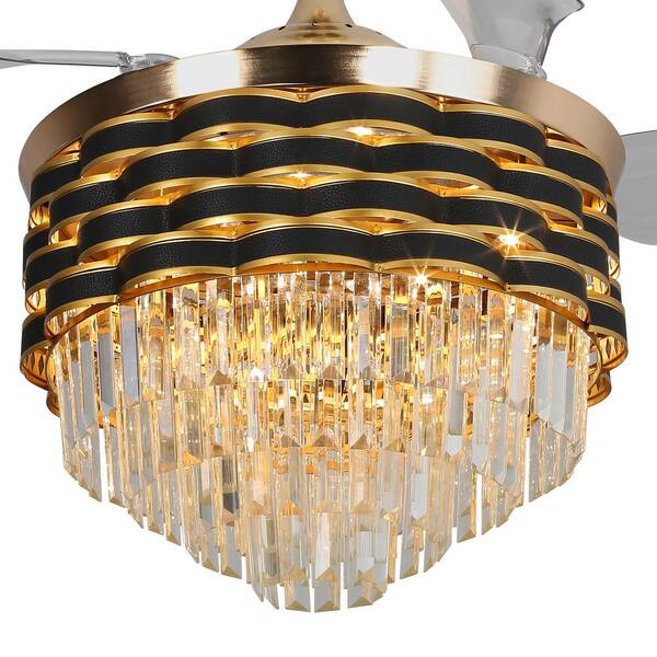 OUKANING 42 in. Indoor Gold Modern Luxury 6-Speed Ceiling Fan with