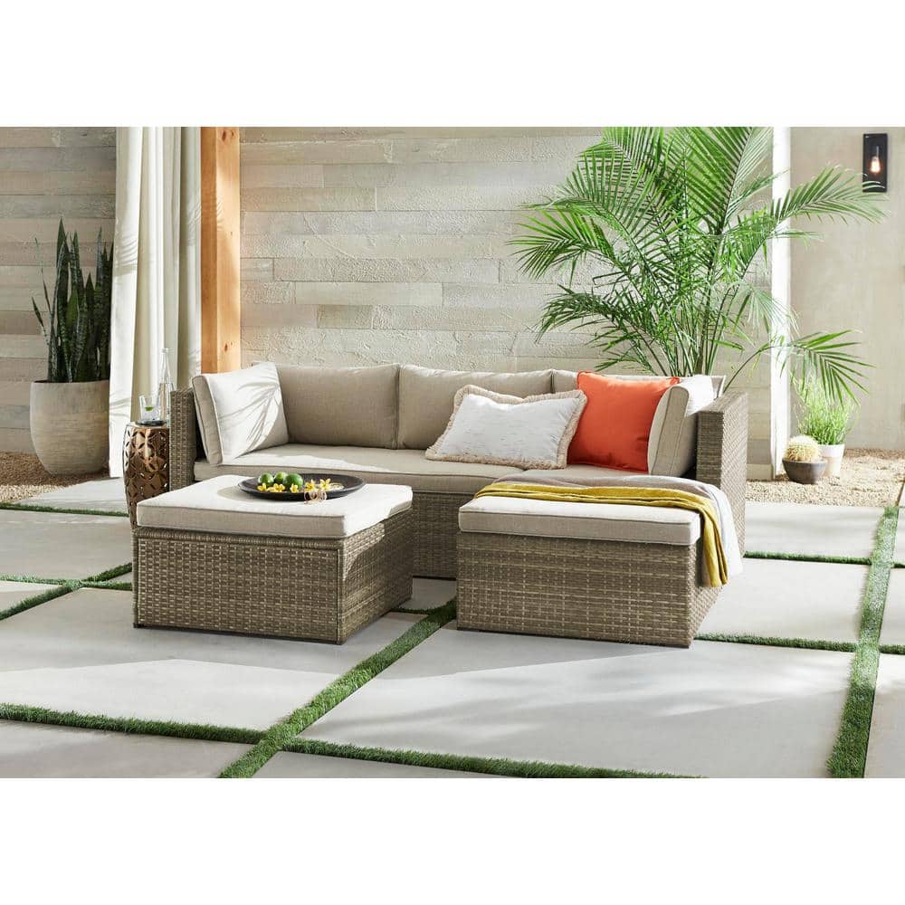 Hampton Bay Valley Peak 3 Piece All Weather Gray Wicker Sectional Outdoor Patio Set With Beige Cushions 18s2443w The Home Depot - Capilano Curved All Weather Wicker Patio Sectional Sofa Hampton Bay Valley Peak 3 Piece All Weather Gray Wicker Sectional Outdoor Patio Set With Beige Cushions 18s2443w The Home Depot - Capilano Curved All Weather Wicker Patio Sectional Sofa