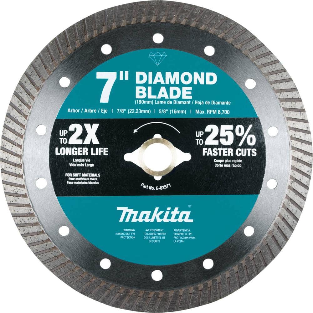 Makita 7 in. Diamond Blade, Turbo, Soft Material E-02571 - The Home Depot