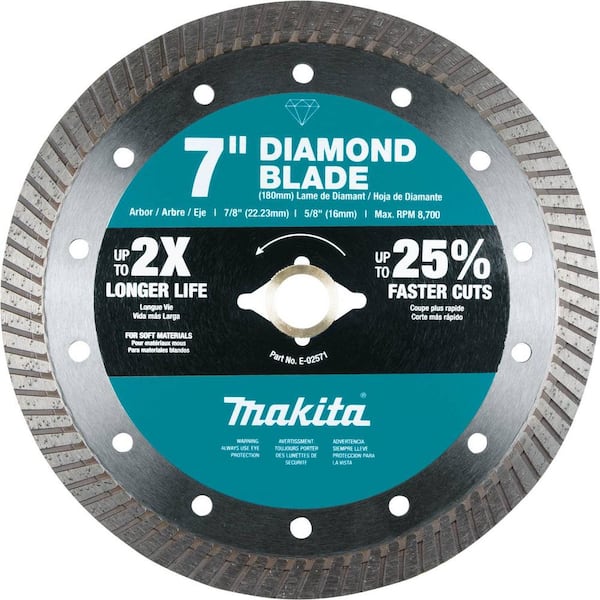 Makita 7 in. Diamond Blade, Turbo, Soft Material