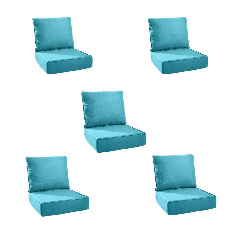 PlushCore 24 In. x 24 In. x 6 In. 10-Piece Deep Seating Outdoor Dining Chair Thick Cushion Set in Light Blue (5-Set) price history on PriceWatchPro