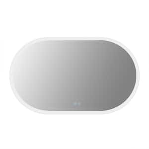 40 in. W x 28 in. H Round Frameless Wall Mounted Bathroom Vanity Mirror with Lights Anti-Fog Adjustable Lighting