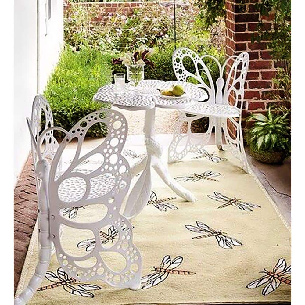 White Cast Aluminum Butterfly Outdoor Bistro Set