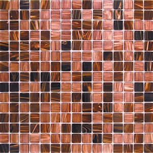 Mingles 12 in. x 12 in. Glossy Brown and Yellow Glass Mosaic Wall and Floor Tile (20 sq. ft./case) (20-pack)