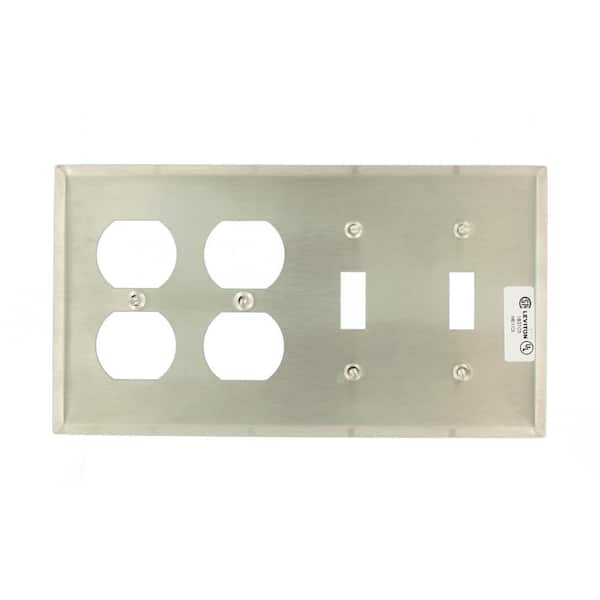 2 PACK 4-Gang 3-Toggle 1-Duplex Combination Wall Plate Switch Cover Lot of 2