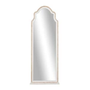 70 in. x 26 in. Tall Rectangle Framed Brown Wall Mirror with Arched Top