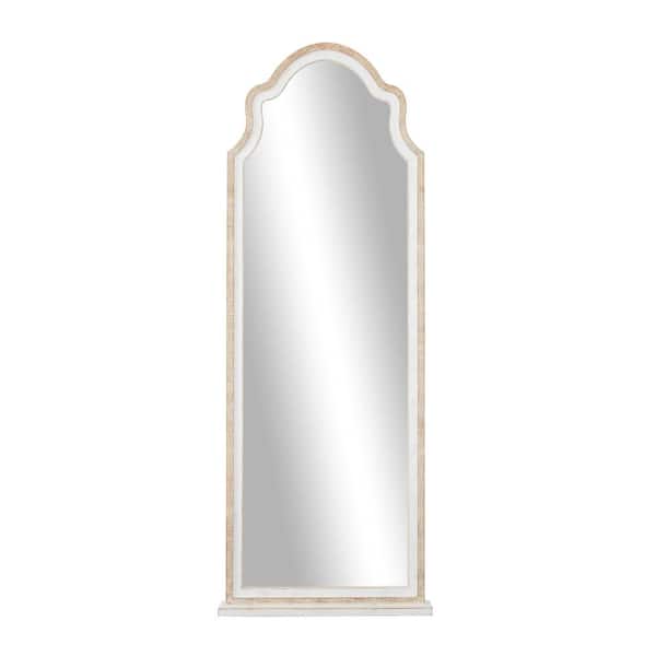 Litton Lane 70 in. x 26 in. Tall Rectangle Framed Brown Wall Mirror with Arched Top