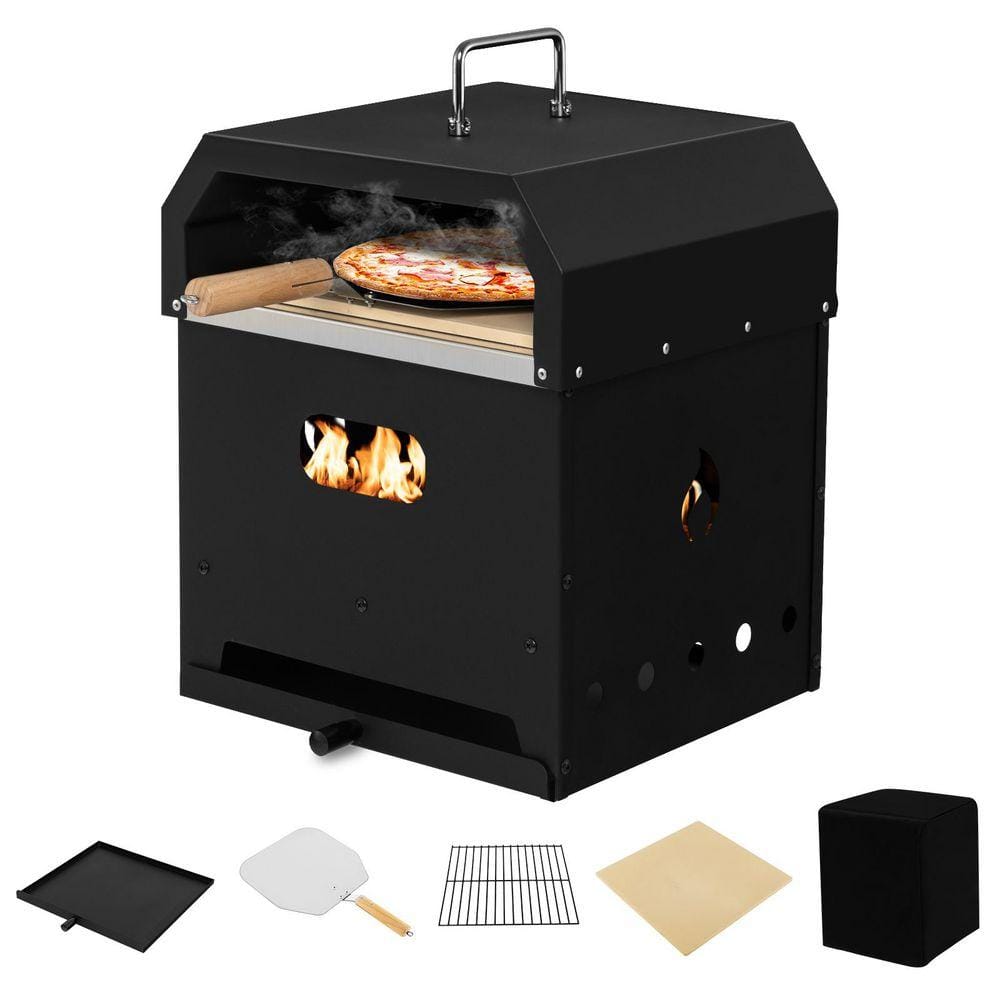 SKONYON 4-in-1 Portable Outdoor Pizza Oven in Stainless Steel with 12 Inch Pizza Stone