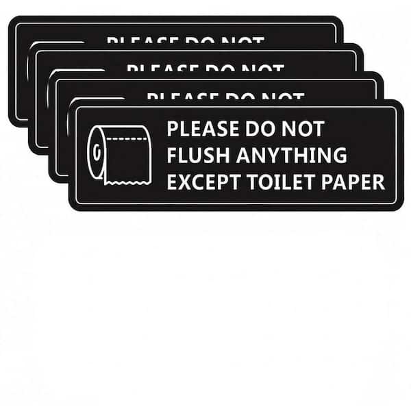 4 Pack Self-Adhesive Aluminum Do Not Flush Anything Except Toilet Paper Bathroom Restroom Wall Door Signs