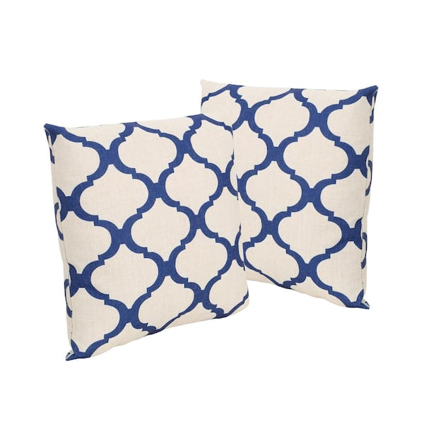 blue and beige outdoor pillows