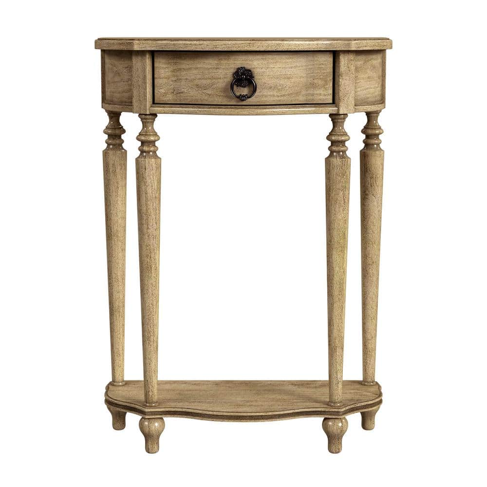 Ashby Antique Beige Demilune Console Table with Storage