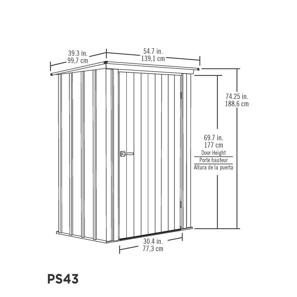 Small Gray Metal Vertical Storage Shed Kit