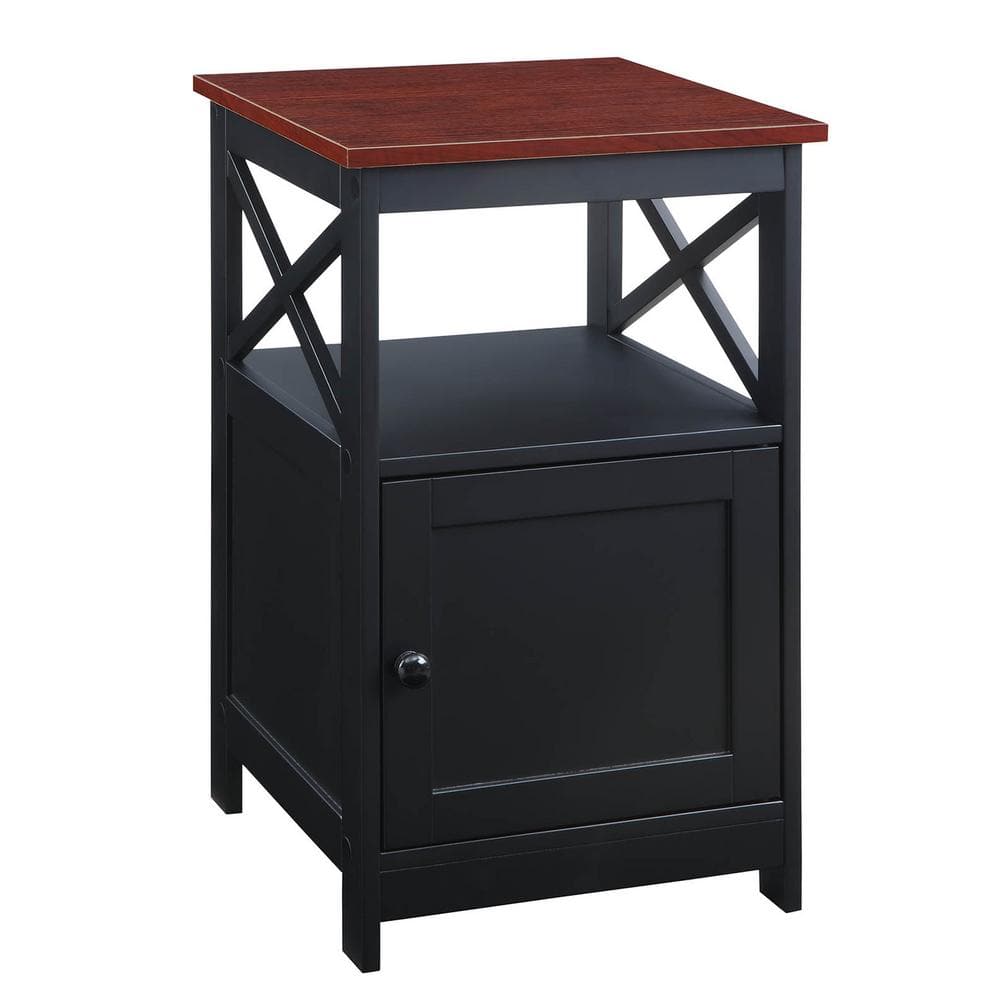 12 in. Square Black 27 in. Tall Square Wood End Table with Drawer and Shelf  VTTFT0099BK - The Home Depot