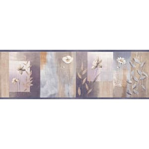 Falkirk Dandy Silver, Purple, Violet Flowers, Shapes Geometric Peel and Stick Wallpaper Border