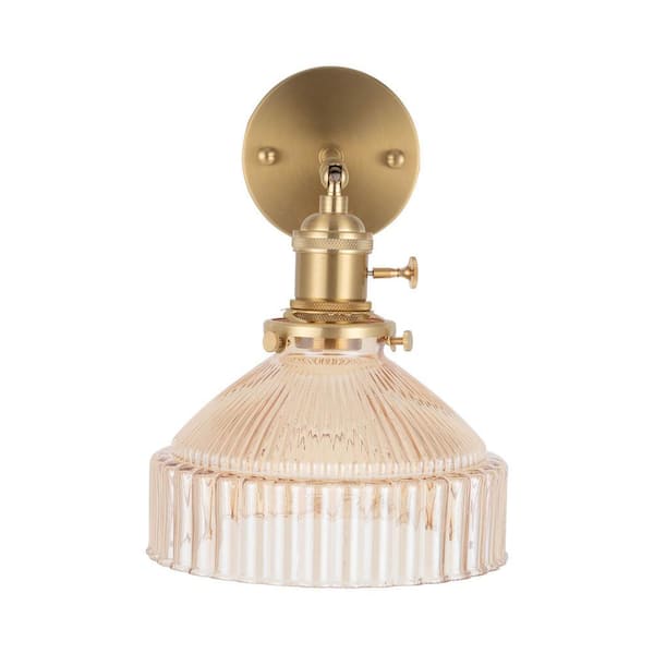 OUKANING 7 in. 1-Light Gold Modern Wall Light Wall Sconce with OUKANING 7 in. 1-Light Gold Modern Wall Light Wall Sconce with