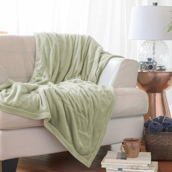 SensorPEDIC Sage Polyester Fleece Twin Warming Blanket 50421 - The Home  Depot