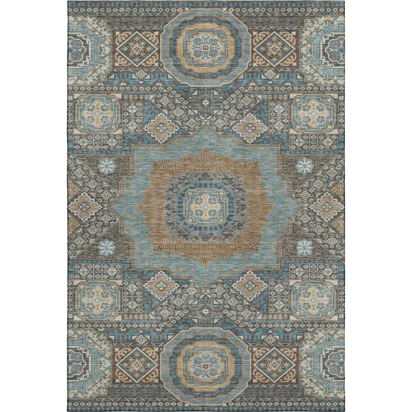 Mayfield Premium Machine Washable Abstract AMF2525 Chocolate 10 ft. x 14 ft. Area Rug