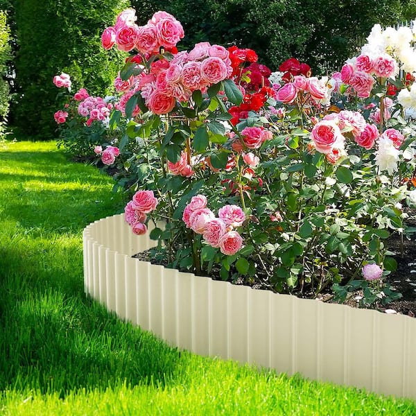 6" x 20' Beige Corrugated Metal Garden Edging Landscape Edging Border for Lawn Flower Bed Garden Fence Paver Edging