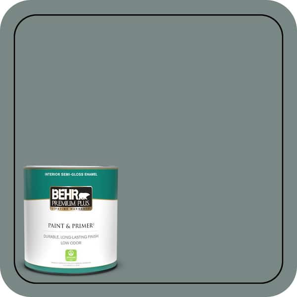 BEHR PREMIUM PLUS 1 qt. #PPU12-16 Juniper Ash Semi-Gloss Enamel Low Odor Interior Paint & Primer