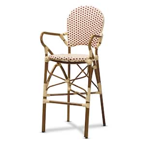 Marguerite 47 in. Beige and Red Bar Stool