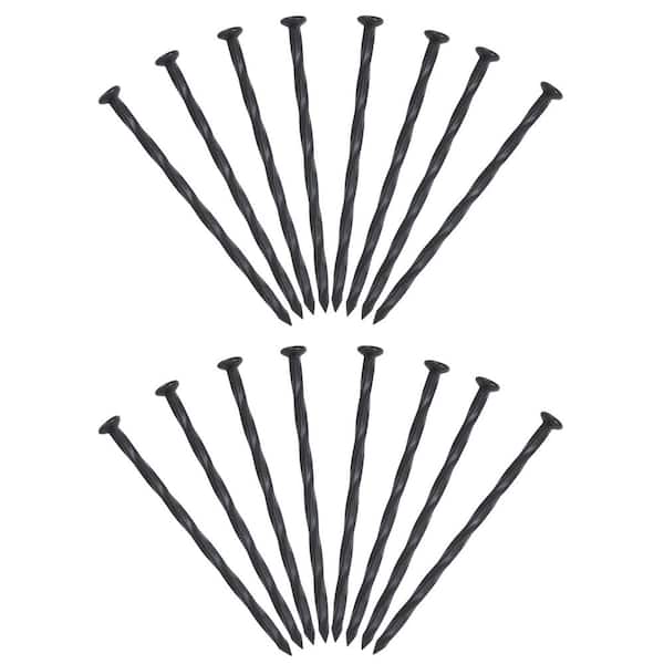8 in. Black Plastic-Nylon Spiral Landscape Anchoring Stake (16-Pack)
