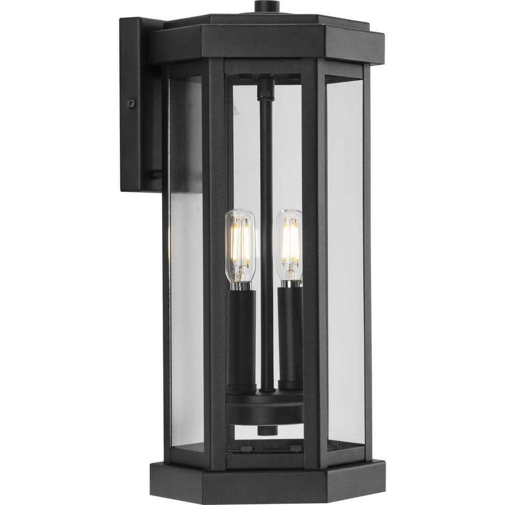 TRUE FINE Jefferson 2-Light 25.7 in. Black Large Outdoor Wall