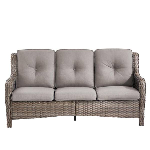 Gymojoy Carolina Gray 3Piece Wicker Outdoor Couch with Gray Cushions