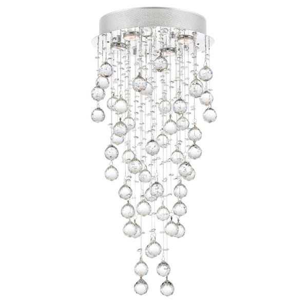 CWI Lighting Rain Drop 4 Light Flush Mount With Chrome Finish