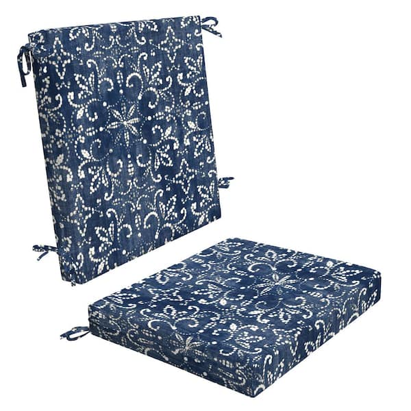 Honeycomb Outdoor Midback Dining Chair Cushion Boheme Indigo