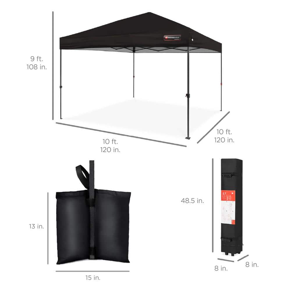 Gray 10x10ft Steel Pop-Up Canopy Tent with Wheeled Case