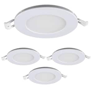 6 in. Integrated LED Selectable CCT Dimmable CEC Tethered J-Box Night Light Canless Recessed Light White Trim, 4-Pack