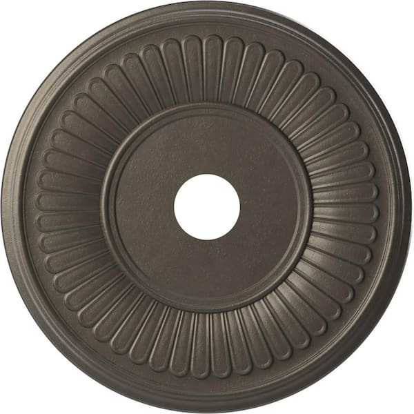 Ekena Millwork 1 in. x 22 in. O.D. x 3-1/2 in. P Berkshire Thermoformed PVC Ceiling Medallion Universal Aged Metallic Weathered Steel
