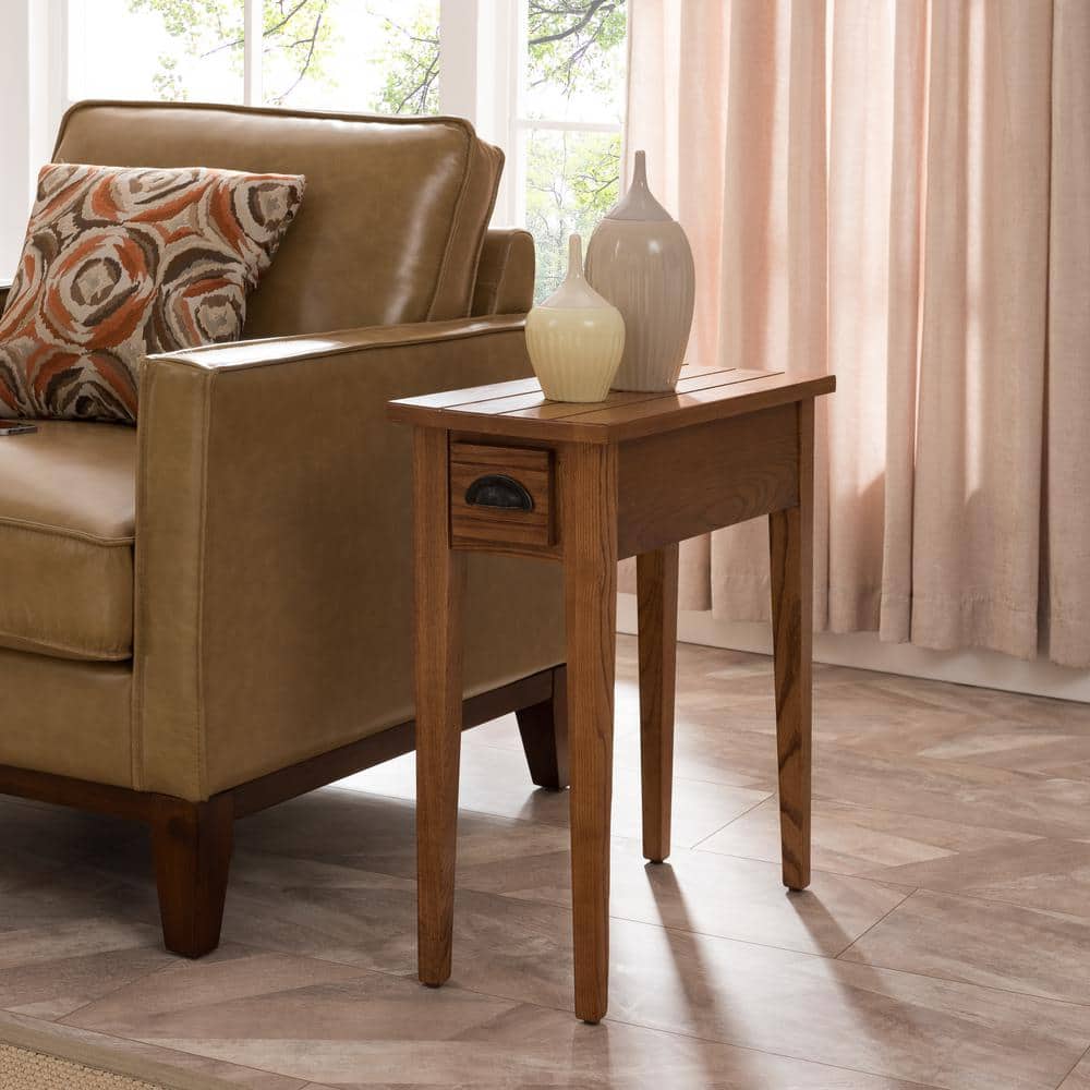 Candleglow Brown Narrow Wood End Table with Storage