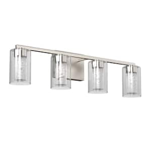 Series 26 in. 4-Light Brushed Nickel LED Vanity-Light Bar with Crystal and 3000/4000/6000K Adjustable