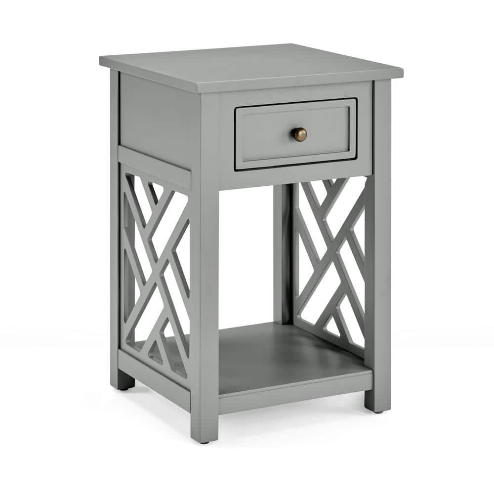 Coventry Gray Pine Wood 3-Piece Coffee and End Table Set with Drawers