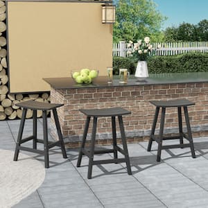Franklin Gray 24 in. HDPE Plastic Outdoor Patio Backless Counter Stool (Set of 3)
